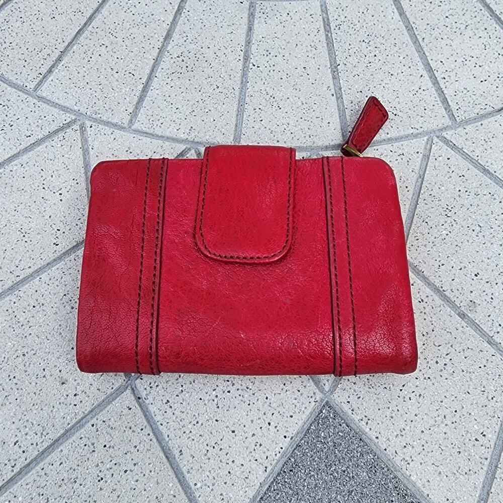 Fossil Raspberry Red Supple Distressed Leather Tr… - image 4